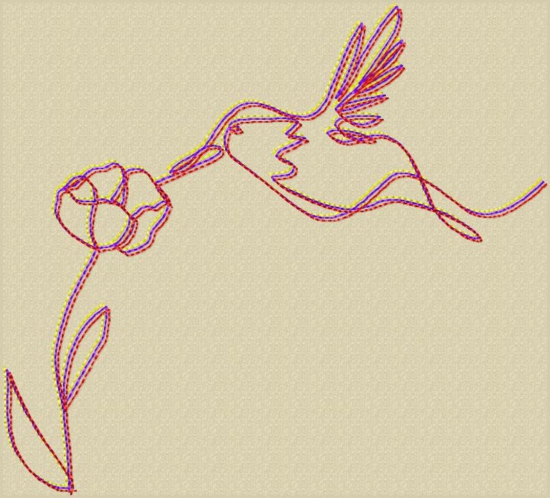 Hummingbird Line Art Machine Embroidery Design (3-12 Inch) - Etsy