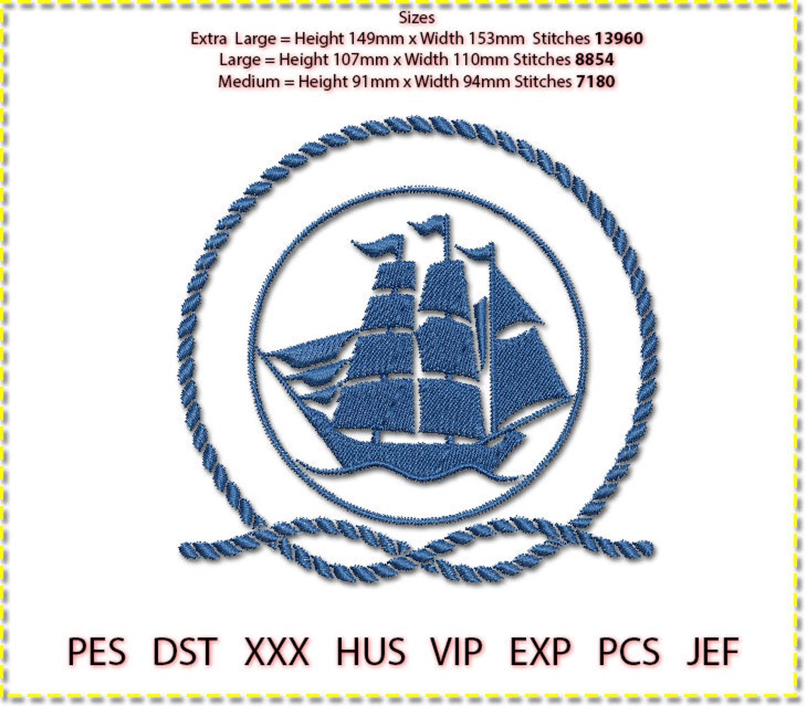 Nautical Boat Embroidery Design Motto Machine Embroidery 3 Etsy