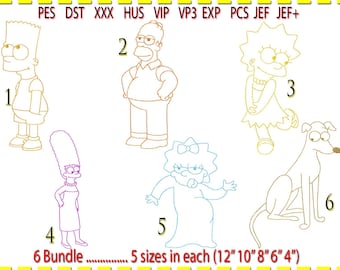Simpsons Embroidery Design Bundle: Line Art (Machine Embroidery)