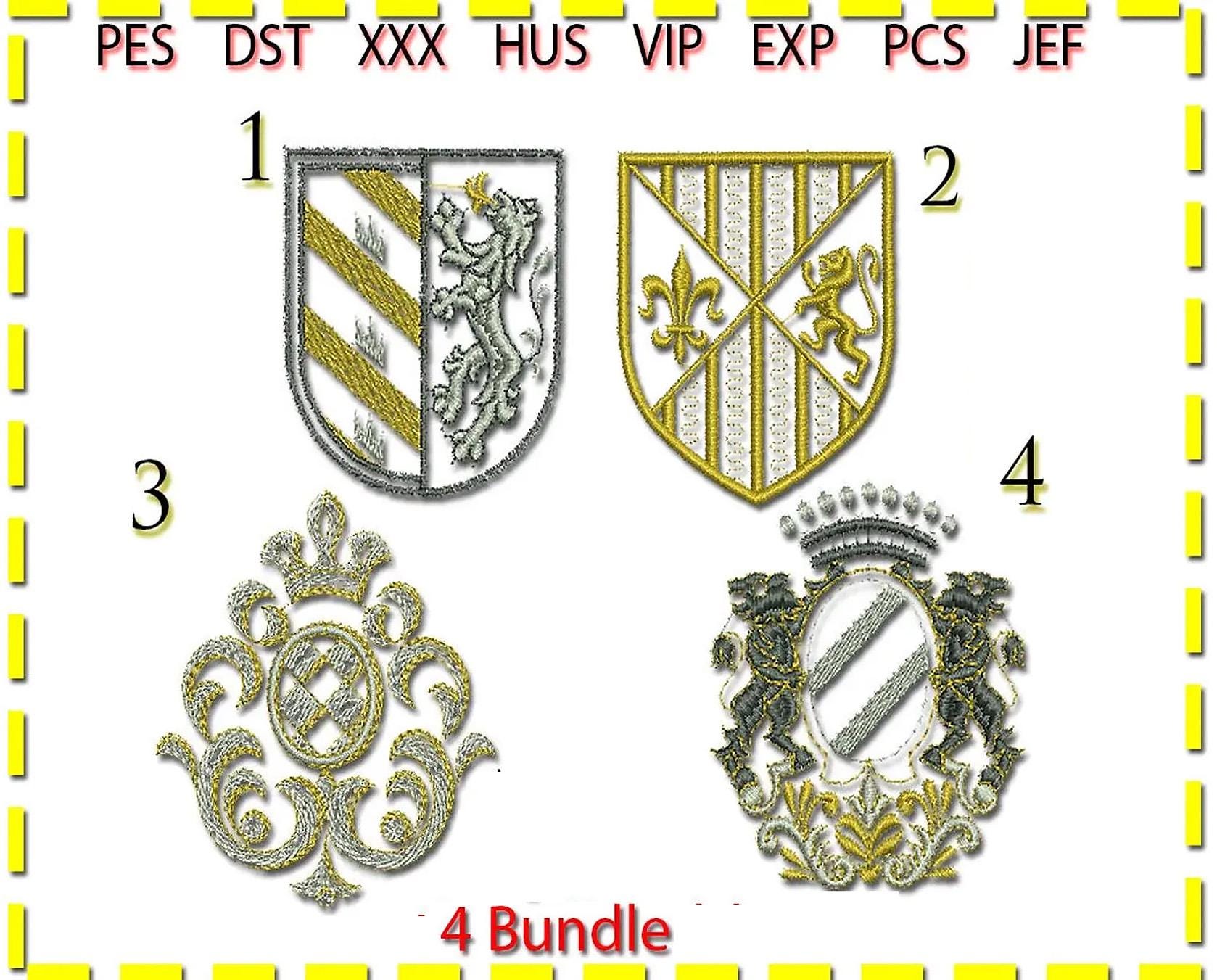 Crests Emblem Bundle 3 Embroidery Design, Machine Embroidery, 1 to 3 ...