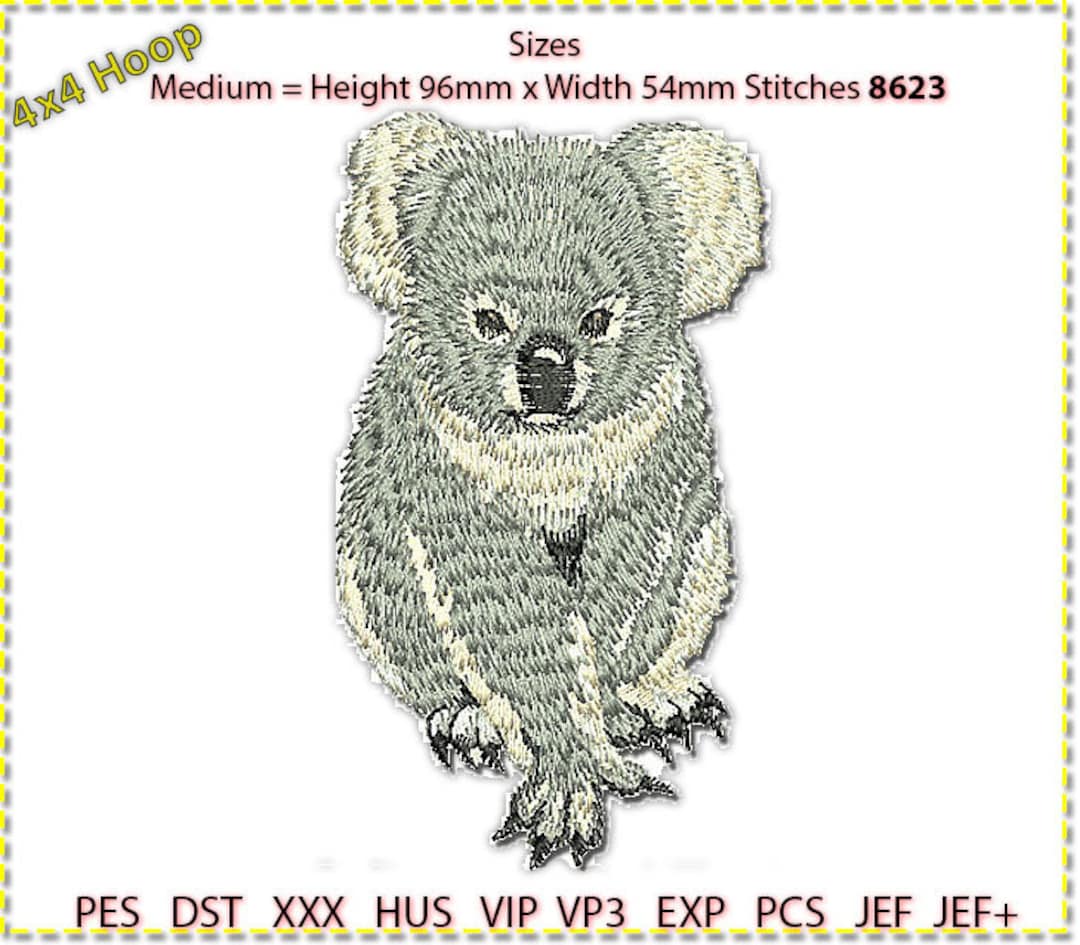 Koala Embroidery Design, Machine Embroidery, Low Stitch Count. 4 Colour ...