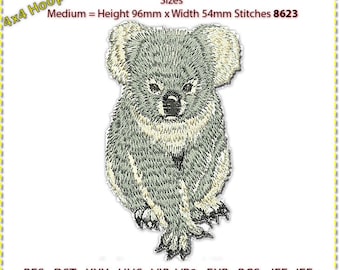 Koala Embroidery Design, Machine Embroidery, Low stitch count. 4 colour.