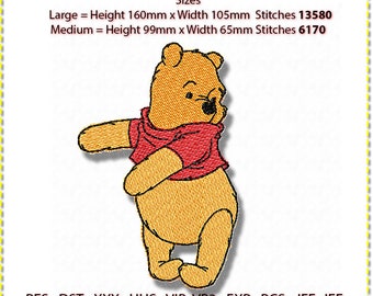 Winnie Puuh Stickdatei, 3 farbig (Digitaler Download)