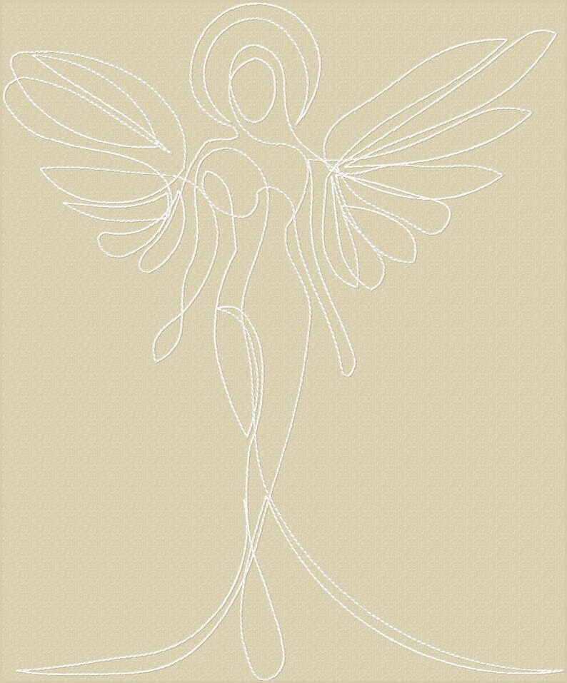 Angel Line Art Machine Embroidery Design: Low Stitch Count (4-12 Inch ...