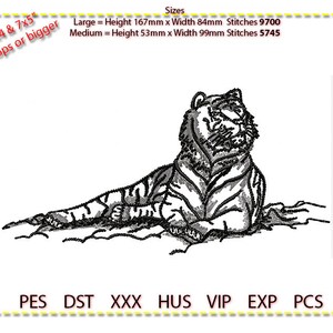 Tiger Embroidery Design, Machine Embroidery, 2 colour.
