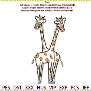 Giraffe Embroidery Design, Machine Embroidery. 4 colour.
