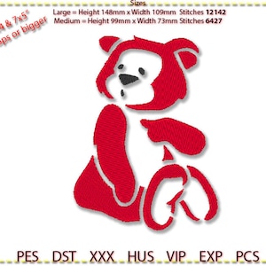 Puzzled Teddy Embroidery Design, Machine Embroidery, 2 colour. Cute stencil design