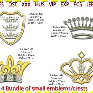 Crown Bundle Embroidery Design, Motto Machine Embroidery, 4 designs medium crown embroidery