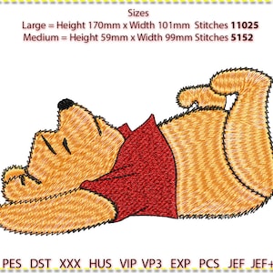 Pooh Bear snoozing. Embroidery Design, Machine Embroidery, Winnie. 2 sizes