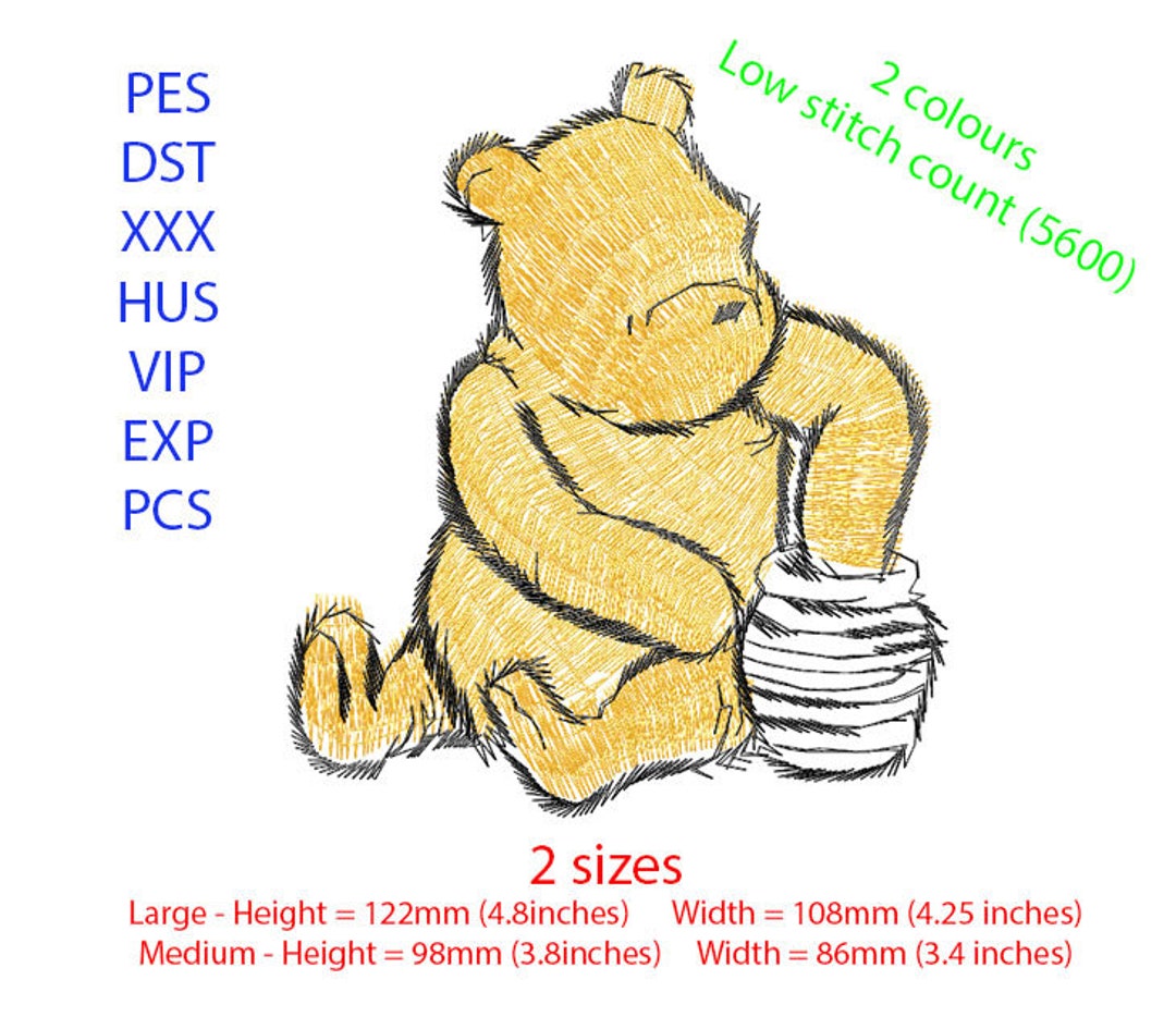 Stick and Stitch / Pooh Bear Pack / Water Soluble Embroidery Design  Stickers / up Cycle / Customise Clothes / Patch / Hand Embroidery Tool 