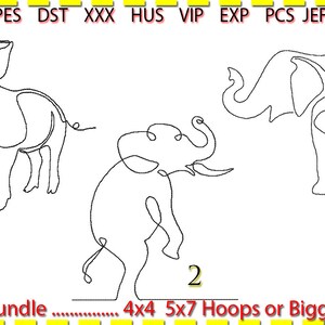 Animal Line Art Design for Machine Embroidery. Embdroidery file. 3 different files in 2 sizes. Very low stitch counts