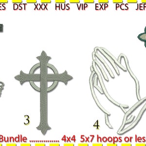 Religious Bundle Embroidery Design, Machine Embroidery, 4 designs in both Large and Medium size