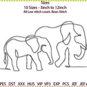 Elephant Line Art Machine Embroidery Design (3-12 Inch) - Etsy