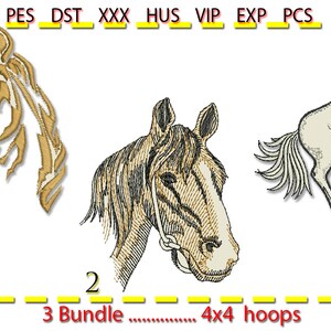 Horse Design Bundle for Machine Embroidery. Embroidery file. 3 different files. Low stitch counts