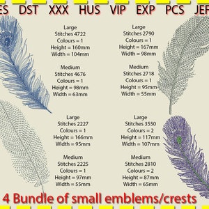 Feather Bundle Embroidery Design, Machine Embroidery, 1 or 2 colours/colors. Low stitch count