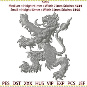 Griffin emblem Embroidery Design, Motto Machine Embroidery, Low stitch count. 1 colour. 2 sizes