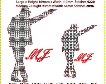Michael Jackson Embroidery Design, Motto Machine Embroidery, Low stitch count. 2 colour. MJ