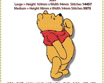 Winnie Puuh Stickdatei: 3-Farben-Stickdatei (DST, PES, JEF+)