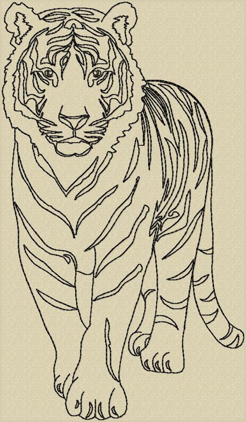 Tigger Line Pattern Tiger Line Art Embroidery Design Bundle: Low Stitch Count (4-12 Inch ...