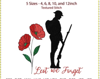 Emblema del Recuerdo, bordado a máquina, arte lineal. 3 colores. Puntada texturizada. 5 tamaños: 30, 25, 20, 15 y 10 cm.