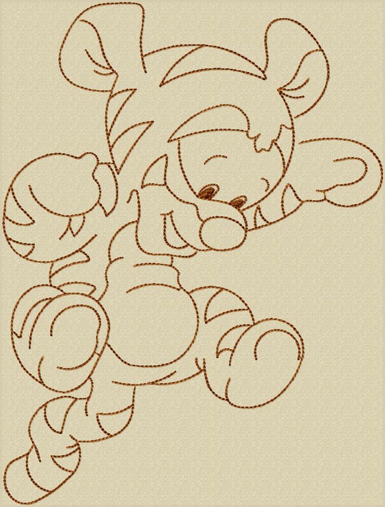Tigger Line Pattern Baby Tigger Outline Embroidery Design: Low Stitch Count Bundle (digital ...