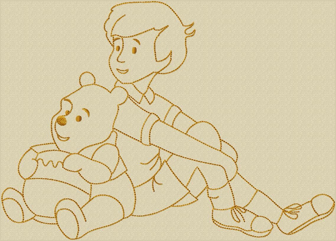 Pooh and Christopher Robin Embroidery Outline Bundle (digital Download ...