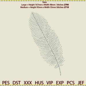Feather 3 Embroidery Design, Machine Embroidery, Low stitch count. 1 colour