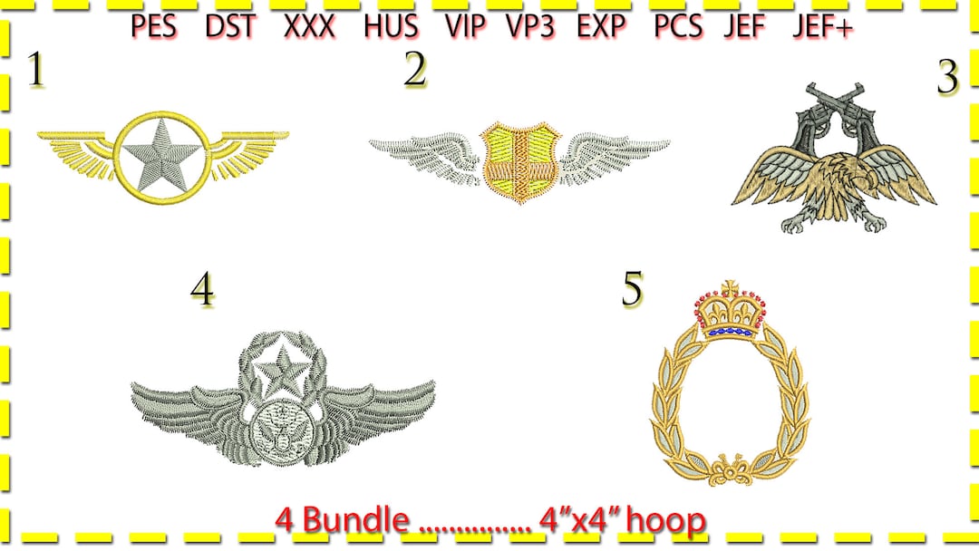 Embroidrery Emblems Badge Emblem Bundle Embroidery Design, Machine Embroidery, 4x4 Hoop - Etsy