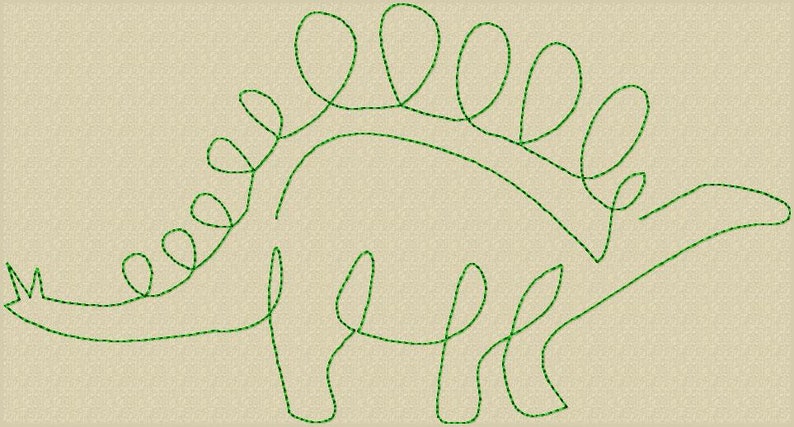 Pacchetto dinosauro x4 ciascuno in quattro dimensioni Disegno ricamo, Ricamo macchina, Line Art. Conteggio punti basso. 1 colore. immagine 4