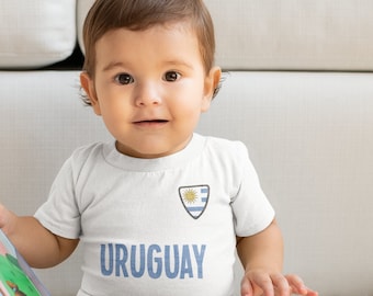 BABY or Kids URUGUAY Football T-Shirt, Name & Flag World Cup 2026
