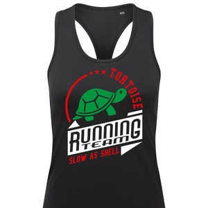Womens Performance Slim Racerback Vest, ACTIVEWEAR Tortoise Run Team Funny, Recycled Polyester Running TriDri