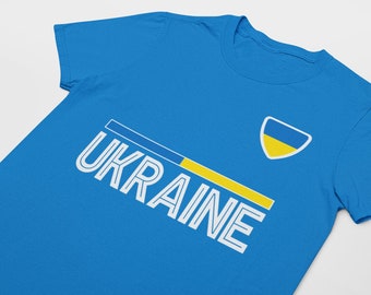 Erwachsene oder Kinder UKRAINE Land Flagge Streifen Fußball T-Shirt Euro Versand, Bio-Baumwolle Nachhaltiges Geschenk