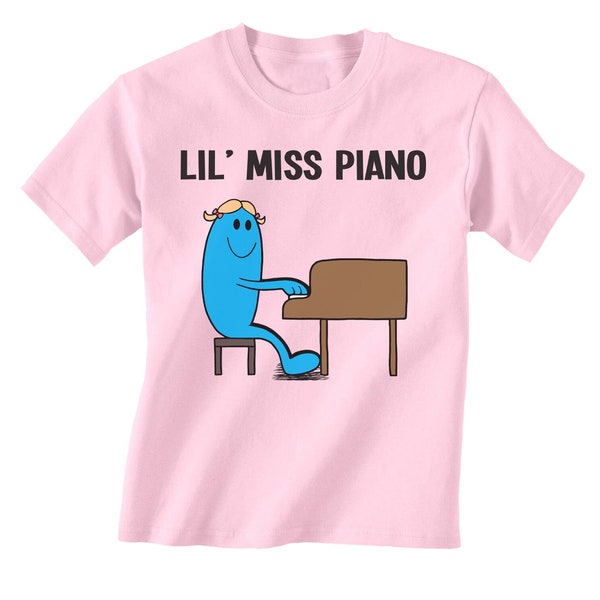 Lil Miss Piano Kids Girls T-Shirt Organic Cotton, Sustainable Music Pianist Gift