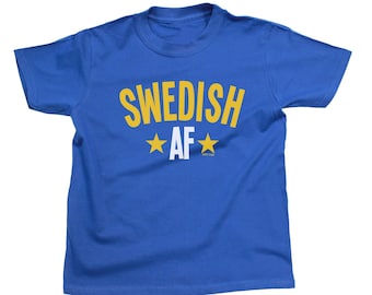 Kids SWEDISH AF - Sweden Football Top T-shirt Patriotic Gift Girls Boys