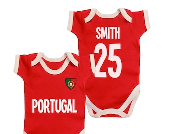 PORTUGAL Personalised Babygrow, Name/Number Baby Bodysuit, World Cup 2026