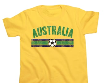 AUSTRALIA Football T-Shirt Distressed Strip, Mens Womens Kids World Cup 2026