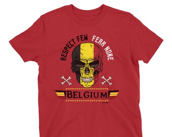 Mens BELGIUM Respect Few Fear None - BELGIAN Football Top T-shirt World Cup 2026