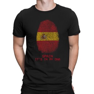 SPAIN Its In My DNA Fingerprint T-Shirt,  Mens Patriotic Football World Cup 2026
