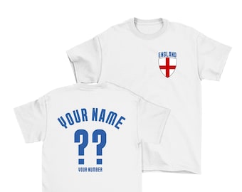England Personalised T-Shirt, World Cup 2026 Name/Number Adults Kids Baby Family, English Football