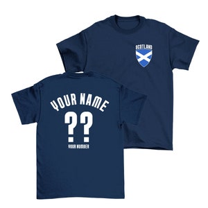 Scotland Personalised T-Shirt, Name/Number Adults Kids Baby Family, Organic Cotton Scottish Football Rugby Sports Patriotic