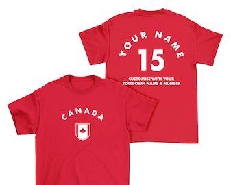 CANADA personalisiertes T-Shirt, Name / Nummer Erwachsene Kinder Baby WM 2026 Fußball