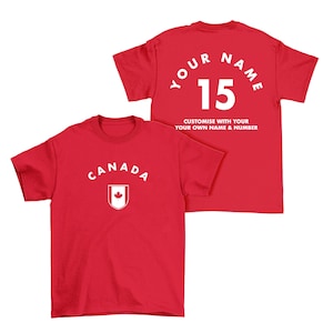 CANADA Personalised T-Shirt, Name/Number Adults Kids Baby Family, Rugby Football Sports