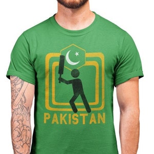 PAKISTAN Cricket T-Shirt Organic Cotton, Adults Kids Baby, Retro Square Sustainable Gift