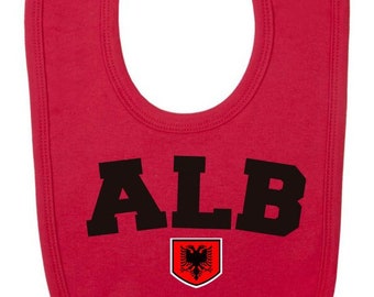 Albania ALB Football Bib, Baby Boys Girls Soft Cotton, Sports Patriotic Country