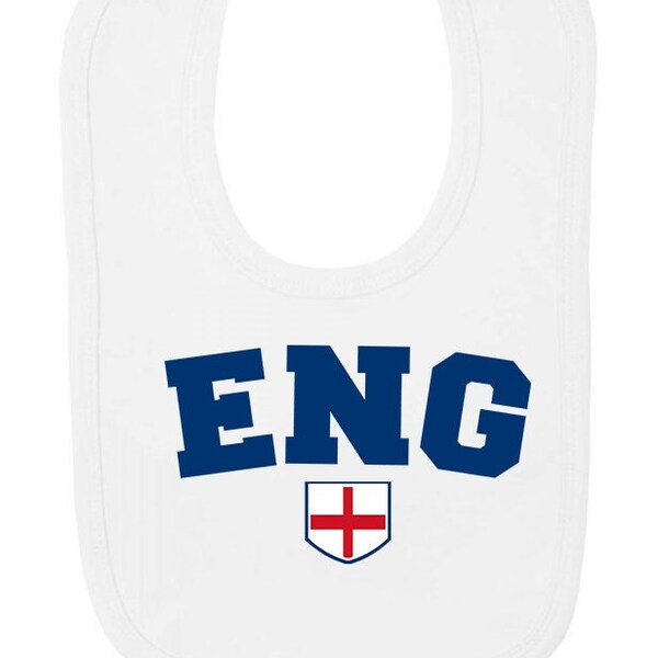 England ENG Football Bib, Baby Boys Girls Soft Cotton, World Cup 2026