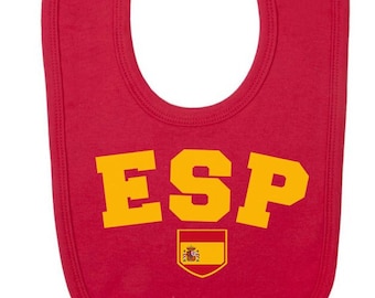 Espana ESP Football Bib, Baby Boys Girls Soft Cotton, Spain World Cup 2026