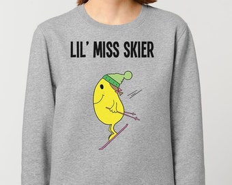 Lil Miss Skier Ladies Sweatshirt, Premium Quality Skiing Gift For Her