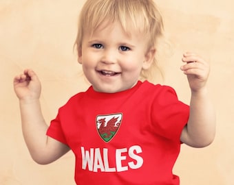 BABY WALES T-Shirt, Rugby Football Boys Girls Babys Unisex Fit Flag Name World Shipping,