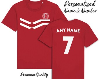 Denmark Personalised Strip T-Shirt, Name/Number Adults Kids Baby Family Country, Quality Football Patriotic