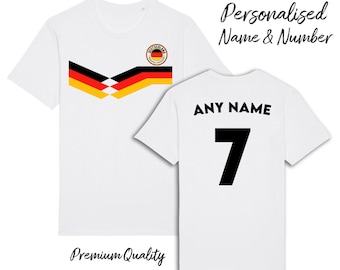 Germany Personalised Strip T-Shirt, Name/Number Adults Kids Baby World Cup 2026 Football